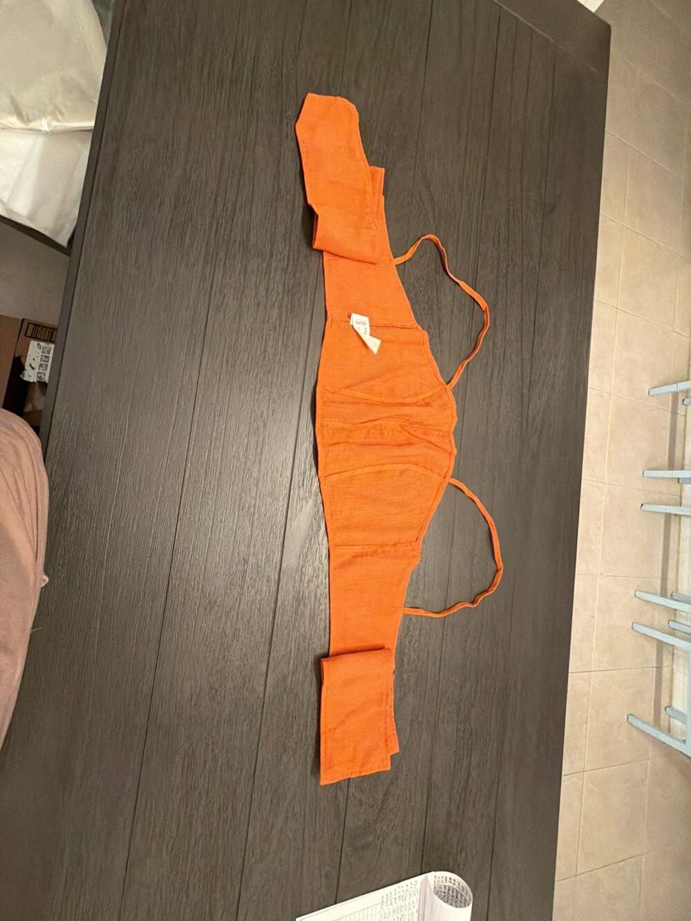 #35Nasty Gal Collection Orange Linen-Look Button-Up Crop Top and High-Waisted Sh - Picture 10 of 14
